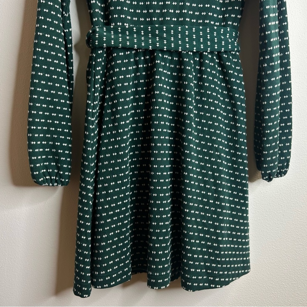 Maeve Anthropolagie M NWT Green Pattern Long Sleeve Dress Vneck Party Event - Picture 10 of 13